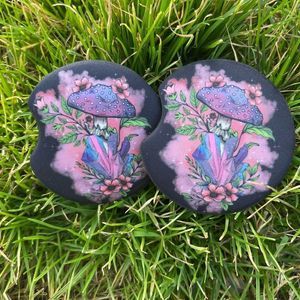 Pink Crystal Mushroom Car Coaster | Mushroom Decor | Car Accessories